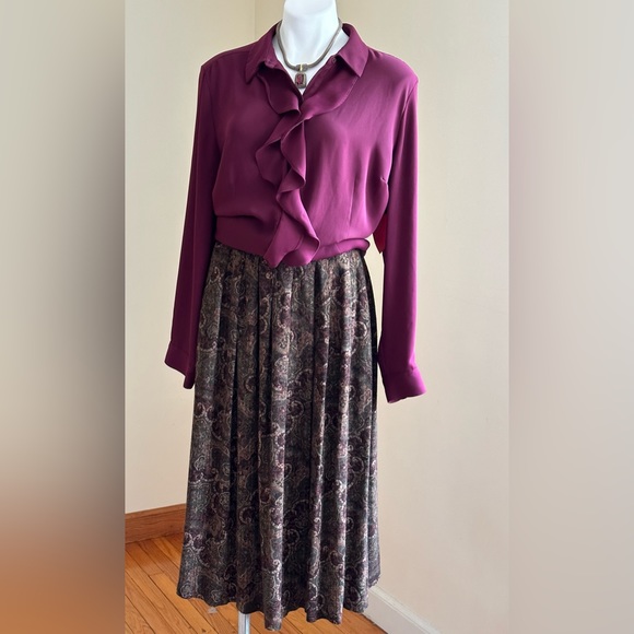 First Option Too Vintage Paisley Design Pleaded Sz XL Elastic Waist Runs… - Picture 2 of 11